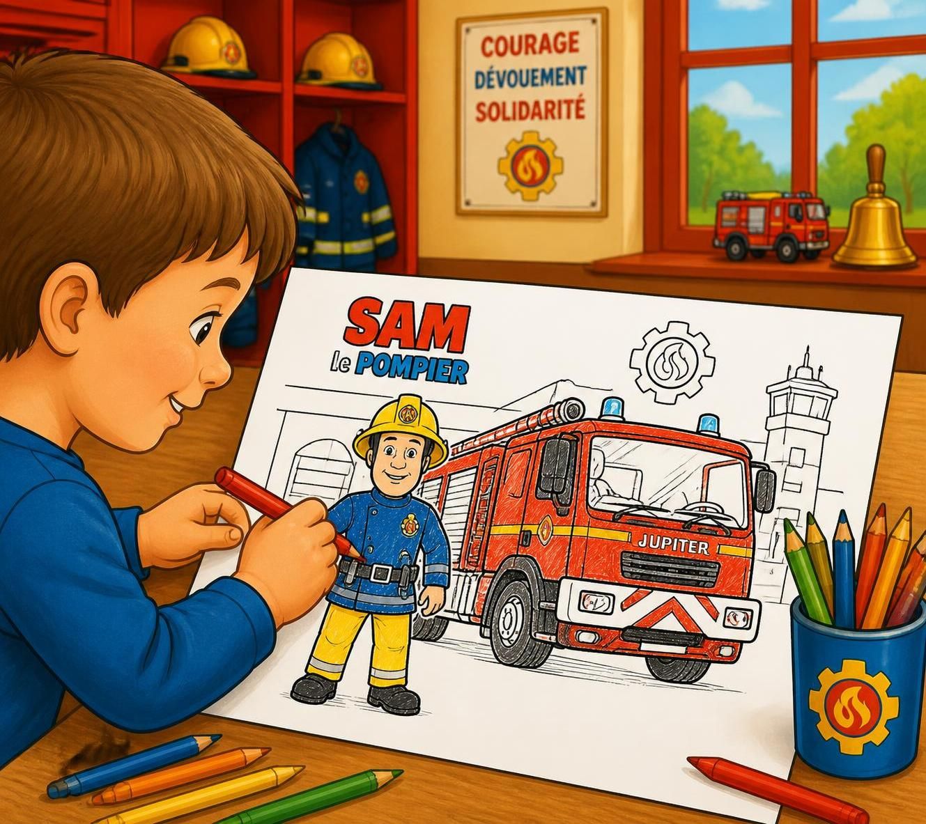 découvrez le coloriage pompier sam, une activité ludique parfaite pour éveiller l'imagination et le sens de l'aventure chez les enfants.