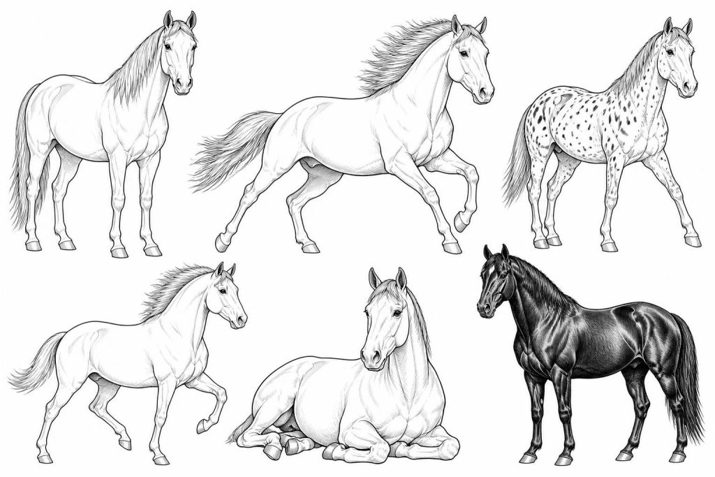 découvrez notre sélection de coloriages de chevaux à imprimer, avec des modèles variés adaptés aux enfants et aux adultes passionnés pour des heures de créativité.